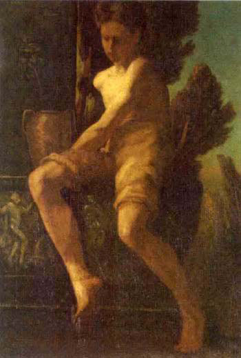 Boy Seated by a Fountain 